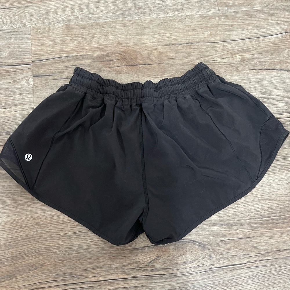Lululemon black running exercise shorts with zip pocket